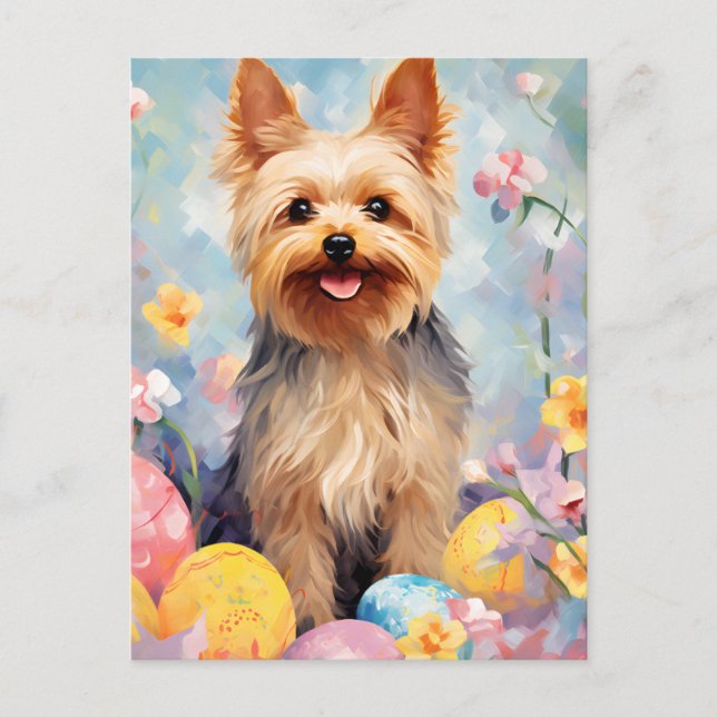 Carte Postale Yorkshire Terrier Joyeux Pâques (Devant)