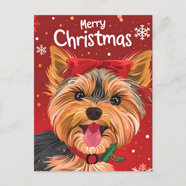 Carte Postale Yorkshire Terrier Noël (Devant)