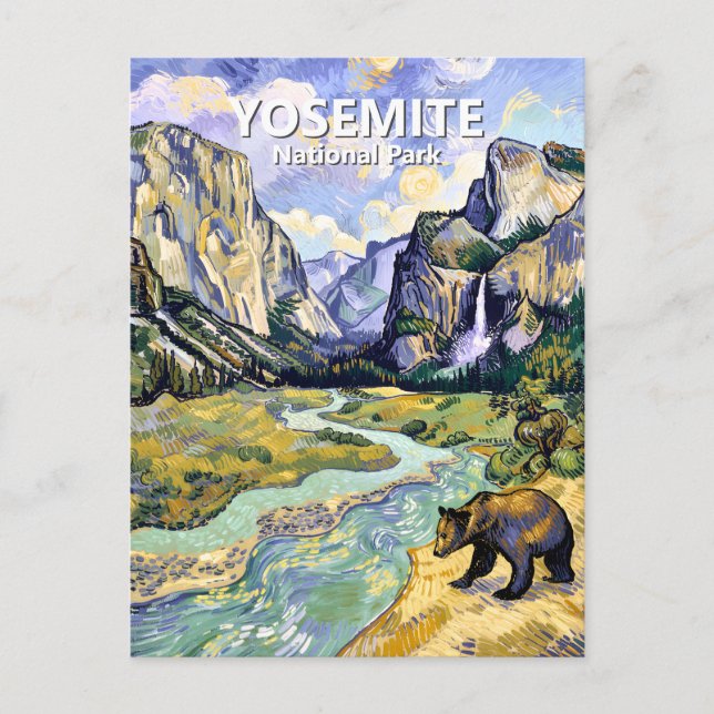 Carte Postale Yosemite El Capitan Bear Tunnel View Van Gogh Art (Devant)