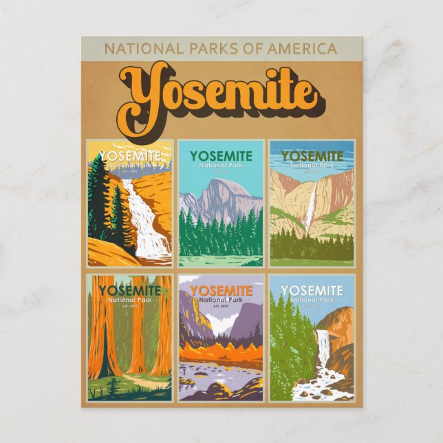 Carte Postale Yosemite National Park California Landmark Collage (Devant)