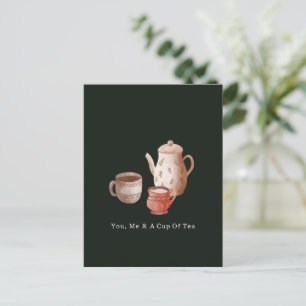 Carte Postale You, Me And A Cup Of Tea Quote and Illustration