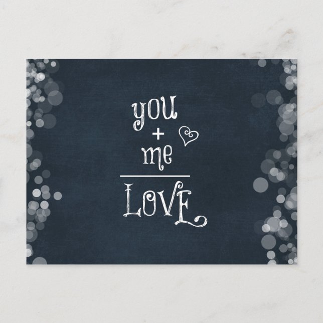 Carte Postale You Plus Me équivaut à une citation d'amour sur Ch (Devant)