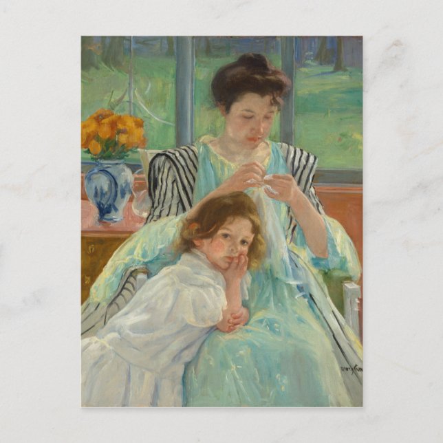 Carte Postale Young Mother Sewing (Devant)