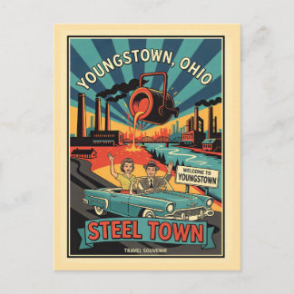 Carte Postale Youngstown OH – Steel Town Rétro Années 1950