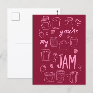 Carte Postale YOURE MY JAM Cute Jars Illustration Valentine Love