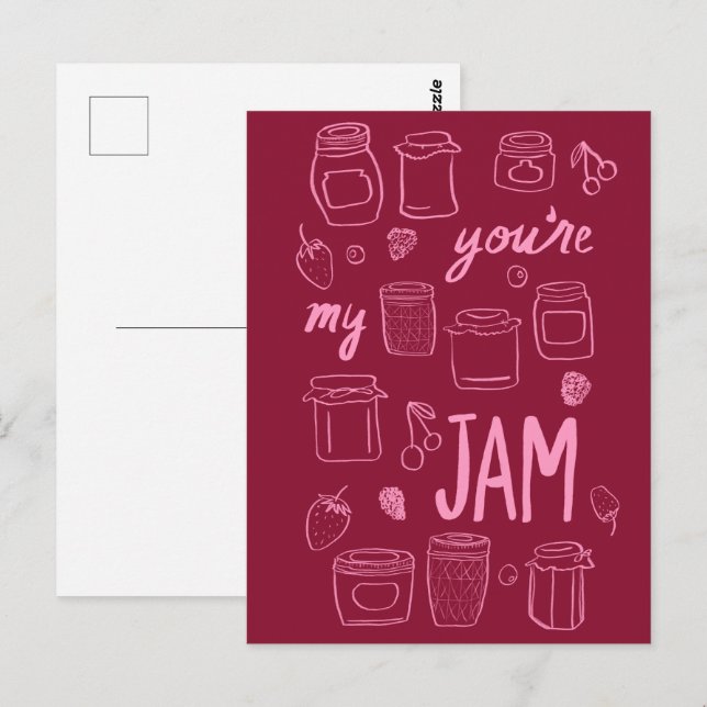 Carte Postale YOURE MY JAM Cute Jars Illustration Valentine Love (Devant / Derrière)