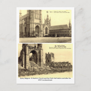 Carte Postale Ypres, Belgique - WW1 Bombardements