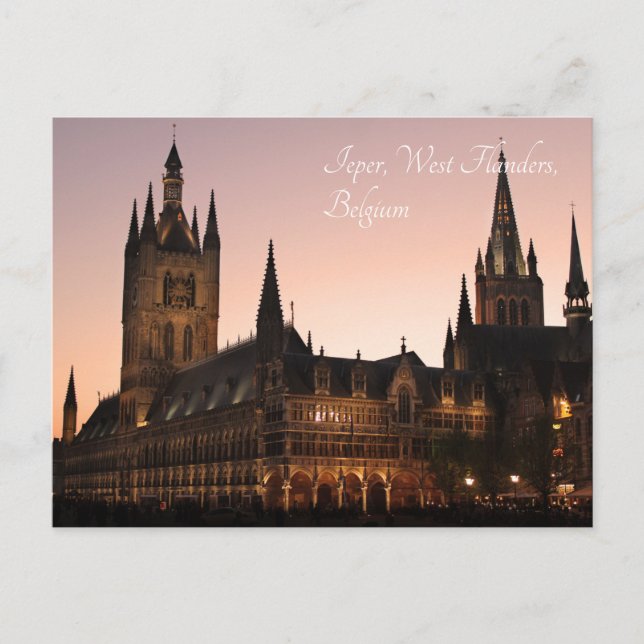 Carte Postale Ypres Cloth Hall, Belgique par nuit (Devant)