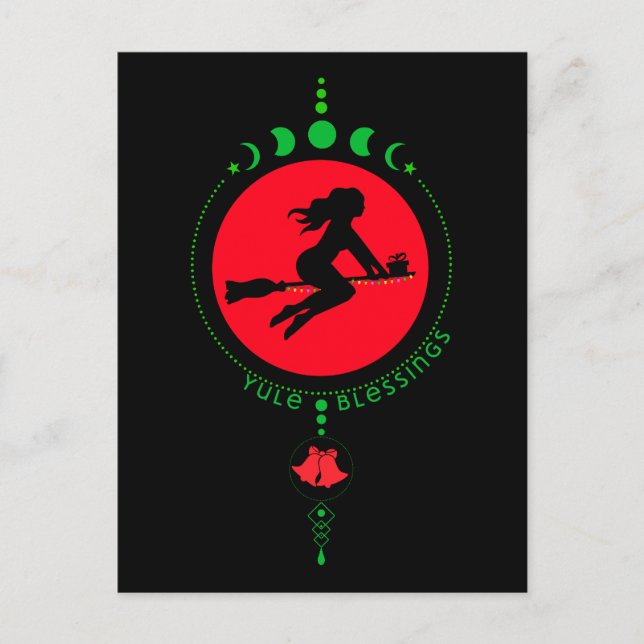 Carte Postale Yule Blessing, lune de sorcières (Devant)