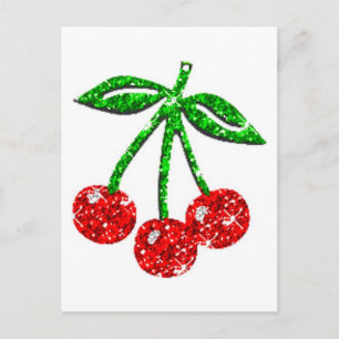 CARTE POSTALE YUMMY CHERRIES PARTIES SCINTILLANT GRAPHIQUE ALIME