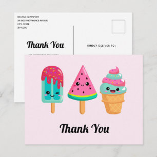 Carte Postale Yummy Ice Cream Trio Summer Vibe Merci
