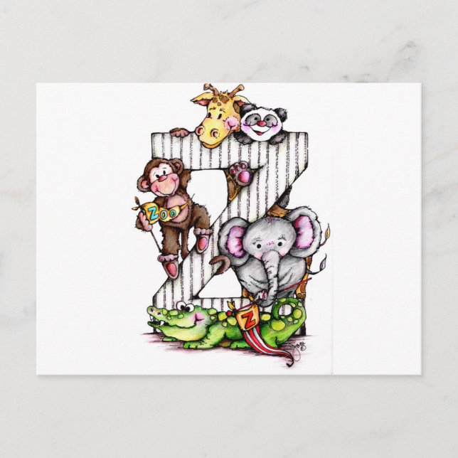 Carte Postale Z est pour ZOO - Alphabet Art (Devant)