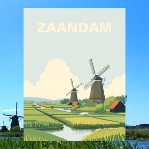 Carte Postale Zaandam, Pays-Bas Windmills Voyage Vintage