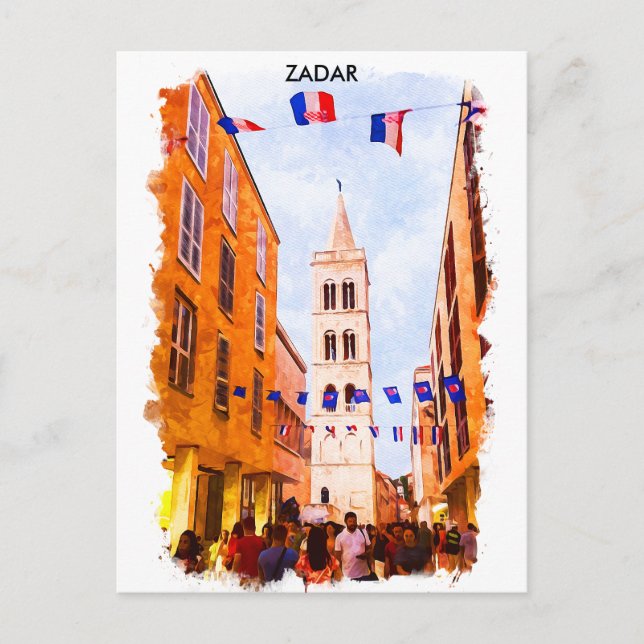 Carte Postale Zadar Croatie Aquarelle (Devant)