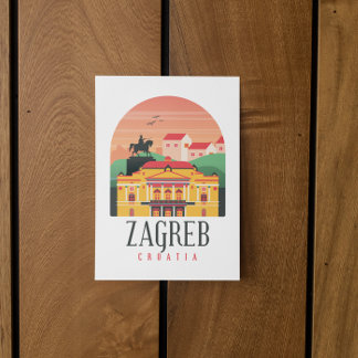 Carte Postale Zagreb Croatie Cityscape Vintage