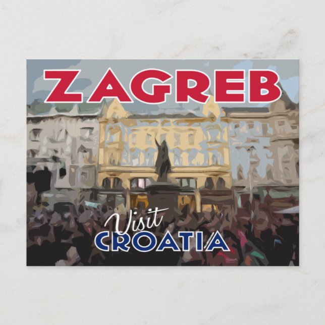 Carte Postale Zagreb, Visite Croatie (Devant)