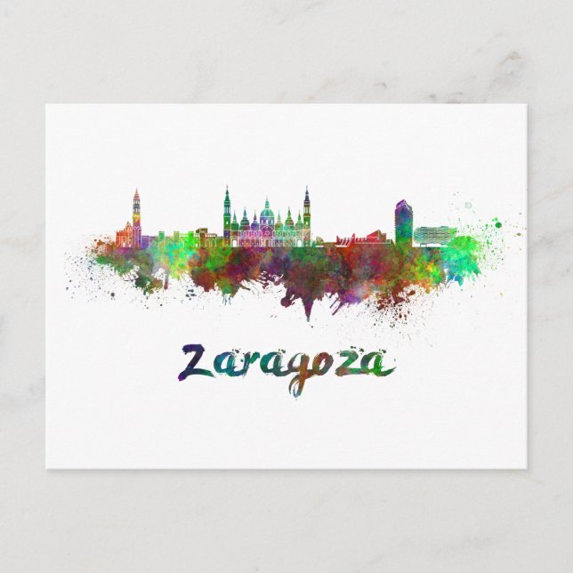 Carte Postale Zaragoza skyline en aquarelle (Devant)
