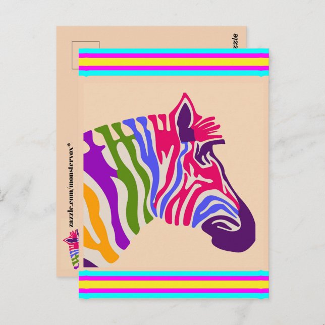 Carte postale Zebra (Devant / Derrière)