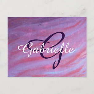 Carte Postale Zebra Abstract Cute Pink Purple monogram