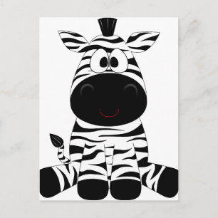 Carte Postale Zebra mignonne Animal Stripes Jungle Safari Whimsi