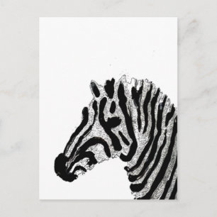 Carte Postale Zebra Print Grandes noir et blanc