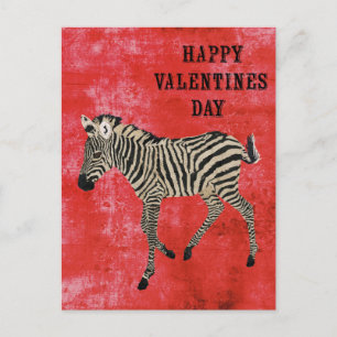 Carte postale Zebra Red Valentines Day
