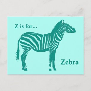 Carte Postale Zebra - Turquoise et Aqua