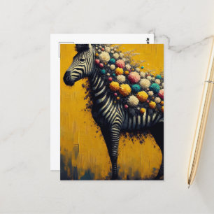Carte Postale Zèbre à fleurs