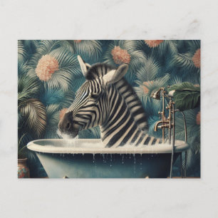 Carte Postale Zèbre amusant dans la baignoire Bain