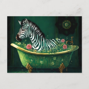 Carte Postale Zèbre amusant dans une baignoire