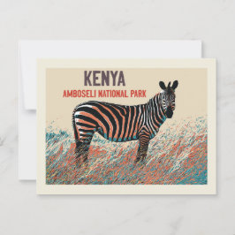 Carte Postale Zèbre dans le parc national d'Amboseli, Kenya