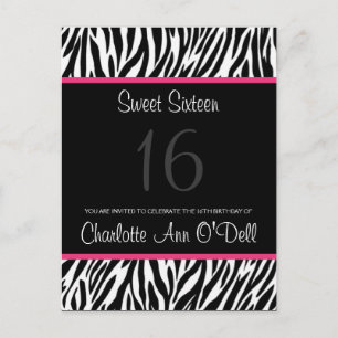 Carte Postale zèbre ; invitation d'anniversaire