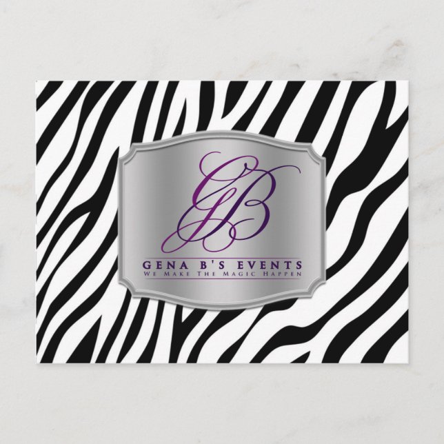 Carte Postale Zèbre noir blanc, votre Wedding planner photo (Devant)