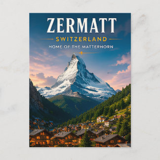 Carte Postale 🏔️ Zermatt Suisse Décor Voyage Matterhorn ❄️