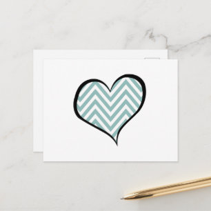 Carte Postale Zigzag bleu, Chevron bleu, Motif zigzag, Coeur