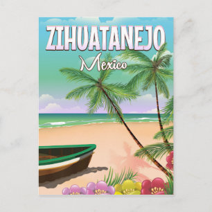 Carte Postale Zihuatanejo affiche de vacances à la plage mexicai