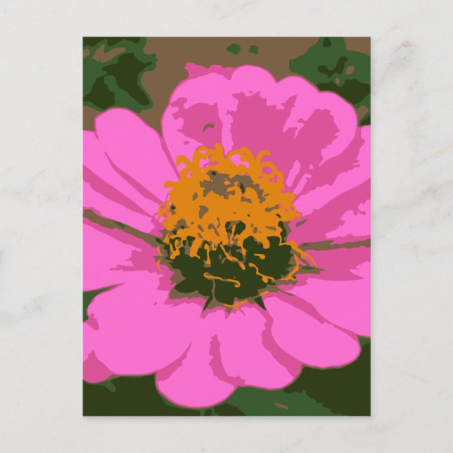 Carte Postale Zinnia rose (Devant)