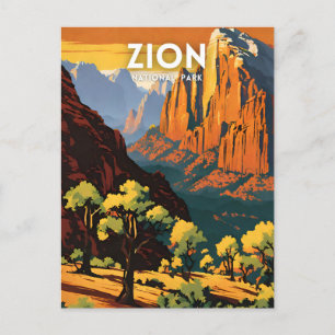 Carte Postale Zion National Park illustration rétro Décor