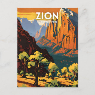 Carte Postale Zion National Park illustration rétro Décor