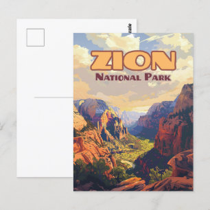 Carte Postale Zion National Park Utah Moab Canyon Retro