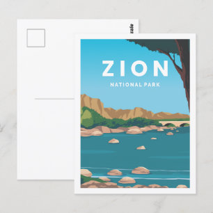 Carte Postale Zion National Park Utah Travel Place Illustration