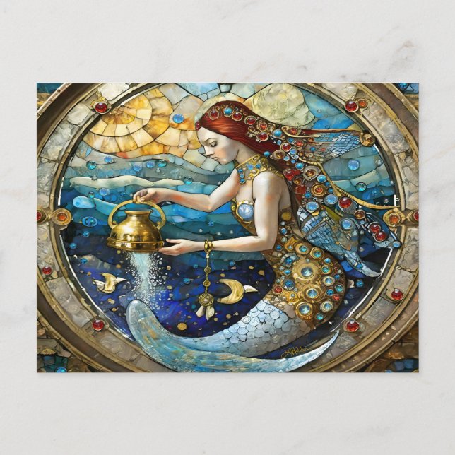 Carte Postale Zodiac - Aquarius La Sirène Du Porteur D'Eau (Devant)