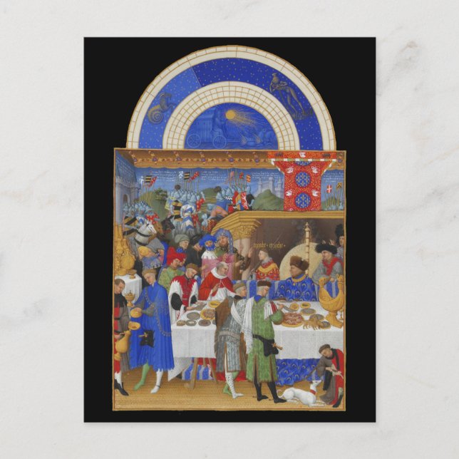 Carte Postale Zodiac médiéval Janvier Capricorne & Aquarius (Devant)