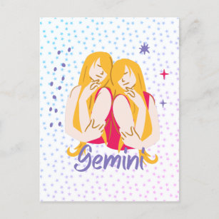 Carte Postale Zodiac moderne Gemini Twins
