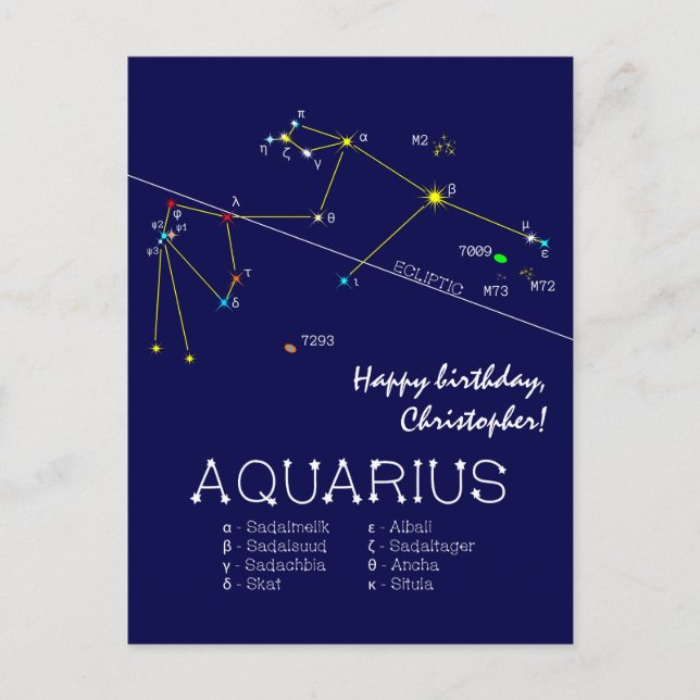 Carte Postale Zodiaque Aquarius (Devant)