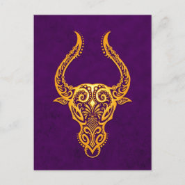 Carte Postale Zodiaque de Taurus jaune complexe sur violet