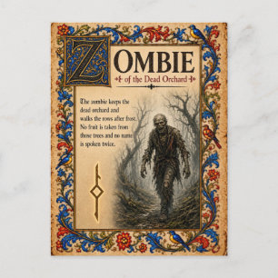 Carte Postale Zombie, Art du Bestiaire Médiéval