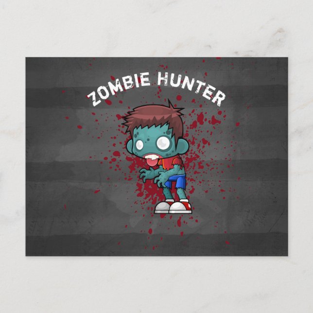 Carte Postale Zombie Hunter with Blood Splatter Creepy (Devant)