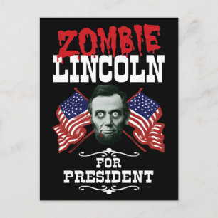 Carte Postale Zombie Lincoln Président - Élection Amusante