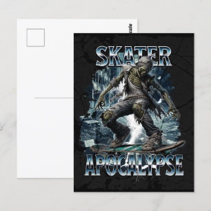 CARTE POSTALE ZOMBIE SKATER APOCALYPSE